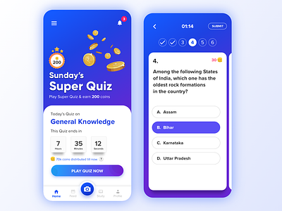 Quiz - Super Quiz app blue colors design icon typography ui ui ux design ux vector web