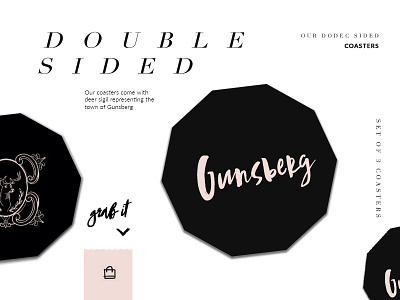 Gunsberg Coasters black branding design ecommerce font illustration typography