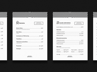 Price-list design for beauty salon in Tallinn identity print design