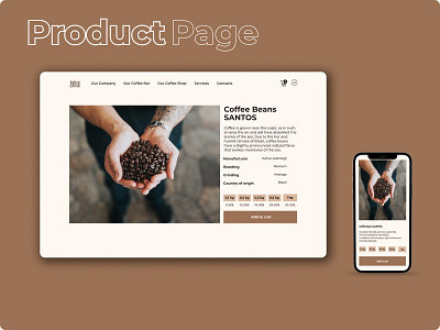 Product page for a coffee house design product card product page typography ui ux