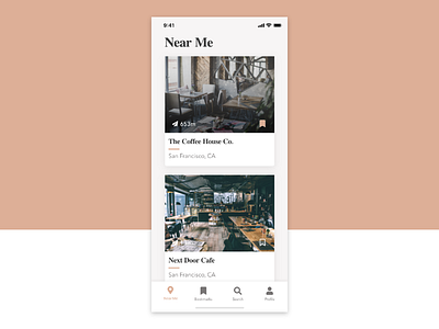 Near Me page adobe xd app concept design iphone x mobile profile social