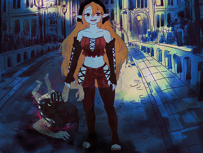 Viscera anime art blood character cute girl dark design character drawing ghoul gore illustration