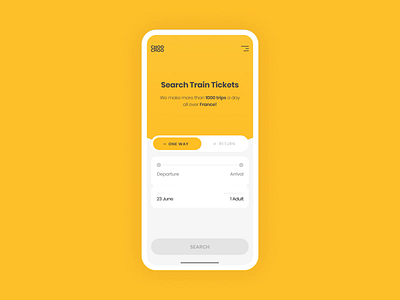 Train Tickets Search - Choo Choo animation booking app flat interaction interaction design micro interactions tickets train ui ux animation yellow