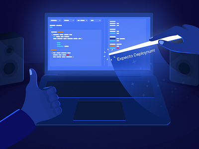 DeployPlace - Article Illustration #1 blue blue and white branding dark dark blue design flat illustration interaction design light vector