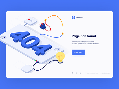 DeployPlace - 404 Page 404 404 page blue illustration isometric logo ui ux vector