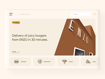 Fast.eat - Food Delivery Service belarus breakfast building burger delivery design flat food illustration interaction design logo pizza ui vector vegan wall web web design web site website