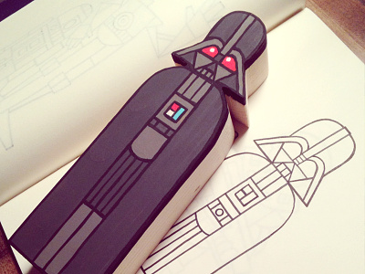 Woodblock Vader Prototype custom darth vader illustration prototype star wars toy vader wip wood woodblock