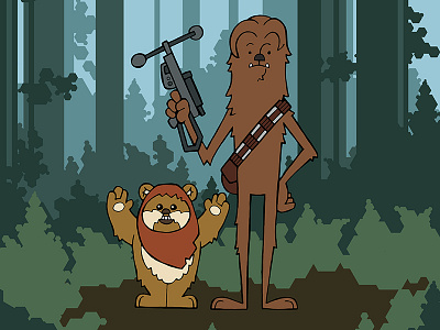 EP6 : Chewbacca & Widdle the Ewok character chewbacca design endor ewok farfaraway illustration illustrator modern photoshop starwars vector