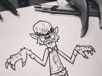 Inktober14-Day03-Wolfman character drawing halloween illustration ink inktober wolfman
