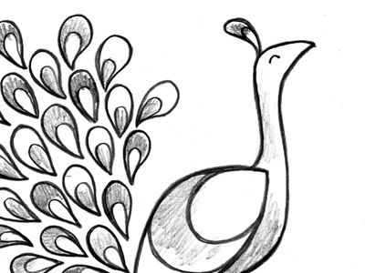 Peacock Illustration Sketch bird illustration invisibleelement original peacock pencil sketch vector