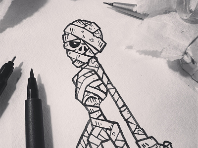 Inktober14-Day04-Mummy character drawing halloween illustration ink inktober mummy