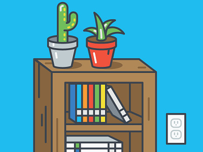 Books and Cacti bookshelf cactus design graphic design icon illustration outline pop vector