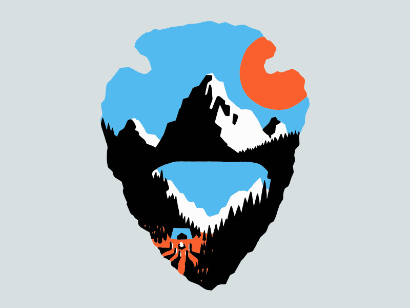 Wester Odyssey - Glacier National Park arrowhead sketch nature lake glacier glacier national park mountain illustration