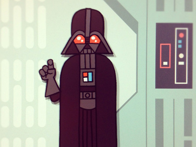 Darth Vader on the Death Star cartoon darth vader illustration invisibleelement modern retro sith sketch star wars upa