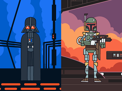 EP5 : Darth Vader & Boba Fett boba fett darth vader empire strikes back fan art illustration star wars