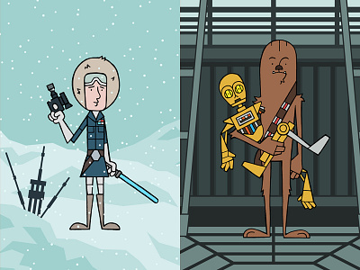 EP5 : Han Solo & Chewie C3PO c3po characters chewbacca empire strikes back fan art han solo illustration star wars