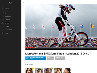 Olympics Web App - Player fullscreen olympics player webapp