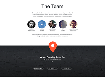 Team "Where Does My Tweet Go" about clean contact flat team webdesign