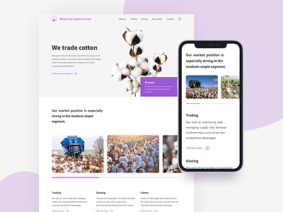 Whitecrop - main page business corporate cotton main page merchant photo ui ux whitecrop