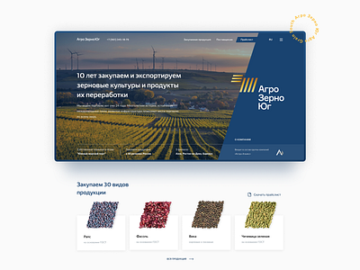 Corporate website of the trading company - Argo Grain South agriculture business corporate design interface main page mainpage trading ui ux webpage website