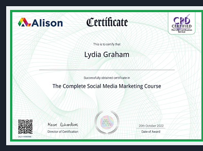 Certification (Social Media Marketing) certification