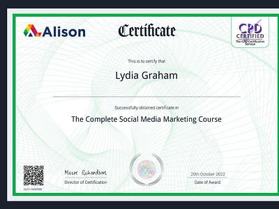 Certification (Social Media Marketing) certification