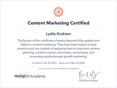 Certification (Content Marketing) certification content marketing