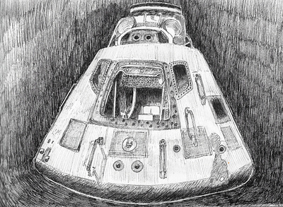 Apollo 11 Mission's Columbia Capsule drawing illustration ink space