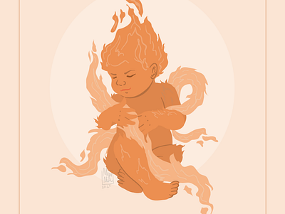 Fire elemental baby baby cartoon character design child elemental fantasy illustrator vector