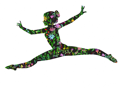 Floral gymnast cartoon gymnast human illustration illustrator jump textured vector