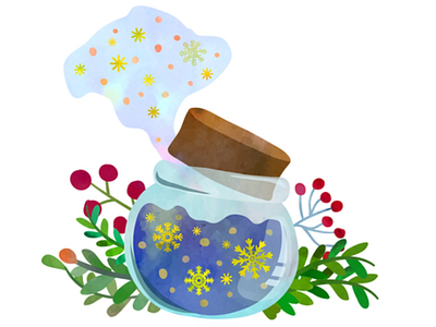 December magic advent card christmas illustrator jar magic snow vector