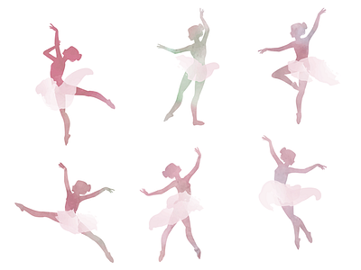 Dancing ballerinas air balet ballerina dance dancer fragile illustration light pink vector watercolor watercolour