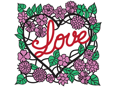 Love is in the air floral. nature heart love poster tattoo vector