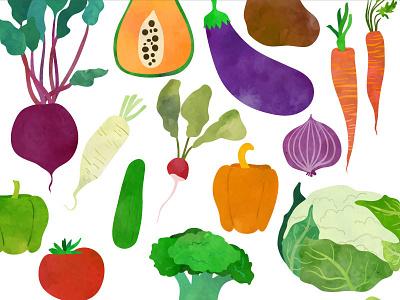 Vegetables cartoon colorful texture vector vegetables