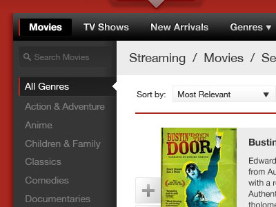 A Website for Movies design work video navigation tab side media