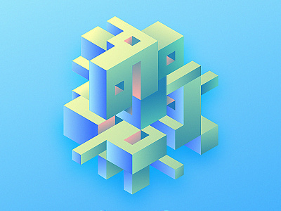 Isometric house colorize house geometric holographic isometric