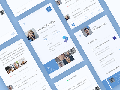 LinkedIn Redesign Screens app color concept flat icon light line icons linkedin minimal mobile redesign