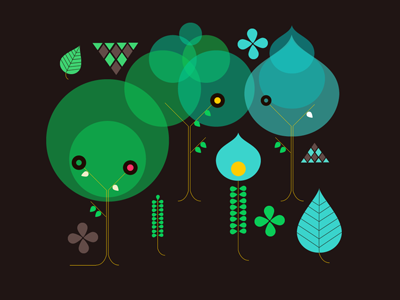 Talita Young B-day b day green illustration trees