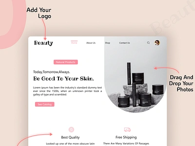 One Page Website for Beauty products! app beauty products branding cosmatics design graphic design illustration logo online order typography ui ux vector web design web development website