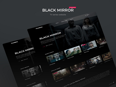 Black Mirros site design black black mirror cinema clean dailyui dark design desktop films kino minimal netflix uiux uxui web webdesign website