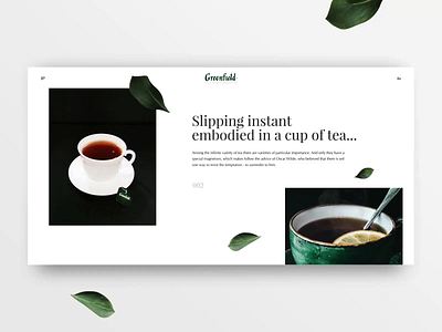 Concept animation transitions between screens animation animation slider concept design greenfield homepage main page motion slider tea tea cup web