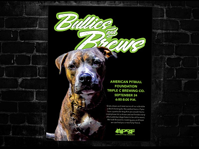 Bullies and Brews adoption beer black brews bullies dog event green nonprofit pitbull poster script