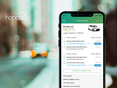 Ride booking App product page