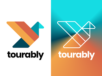 Tourably brand concept bird branding concept identity design origami travel