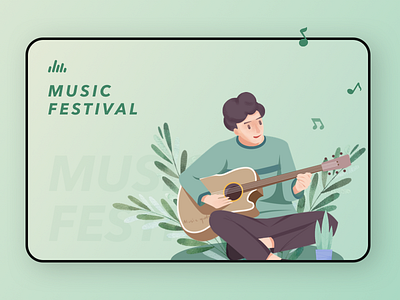 Music Festival green guitar illustrator music