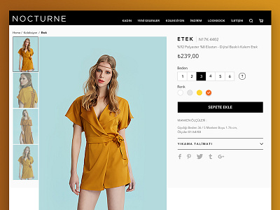 Fashion Product Page buy fashion website model npocturne orange product detail textile turquoise ui ux design