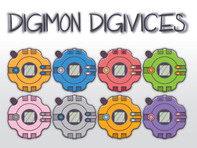 Digimon Devices agumon anime biyomon digimon digivices gabumon gomamon illustrator palmon patamon tentomon vector