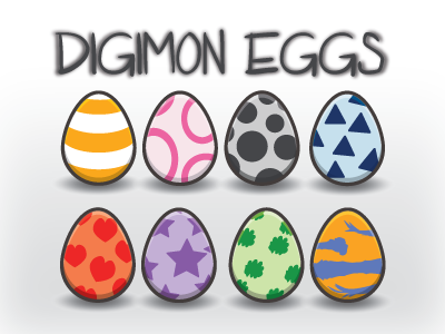 Digimon Eggs agumon anime biyomon digieggs digimon gabumon gomamon illustrator palmon patamon tentomon vector