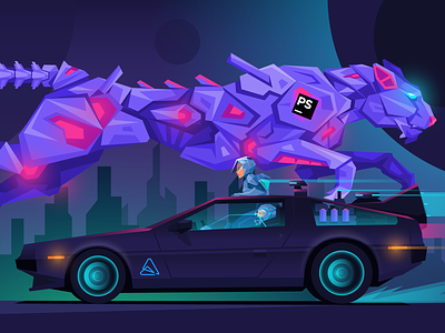 Atwix Dark DeLorean atwix backtothefuture car cyber cyberpunk delorean dmc ecommerce future futurism magento neon race sci fi space