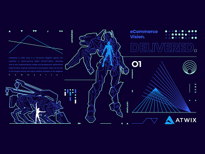 Cyber Atwix 2022 adobe atwix branding character commerce cyber cyberpunk dashboard future futuristic graphic design interface magento meta neon robot sci-fi space universe